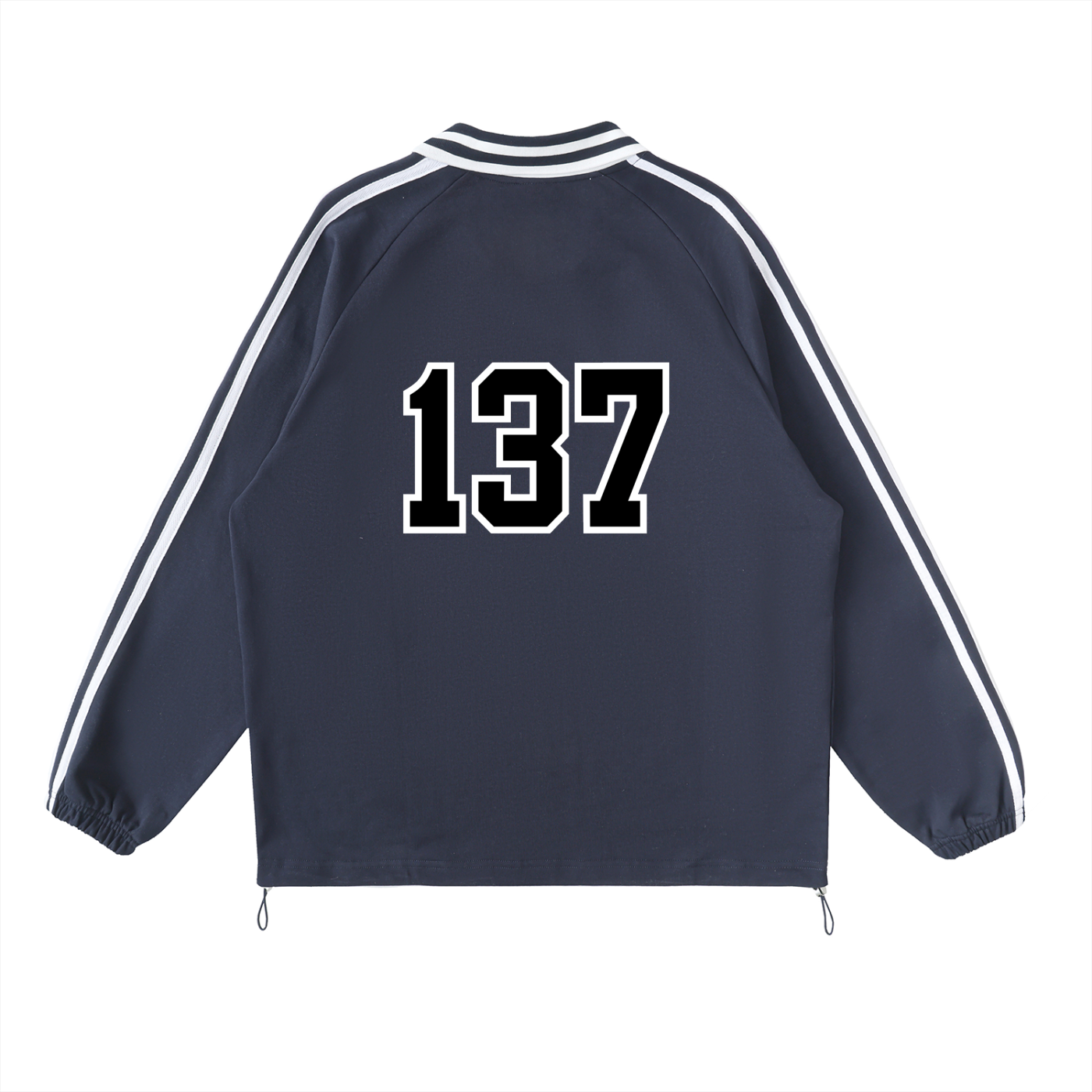 ONE37 Graduate Striped Lapel Collar Sweatshirt