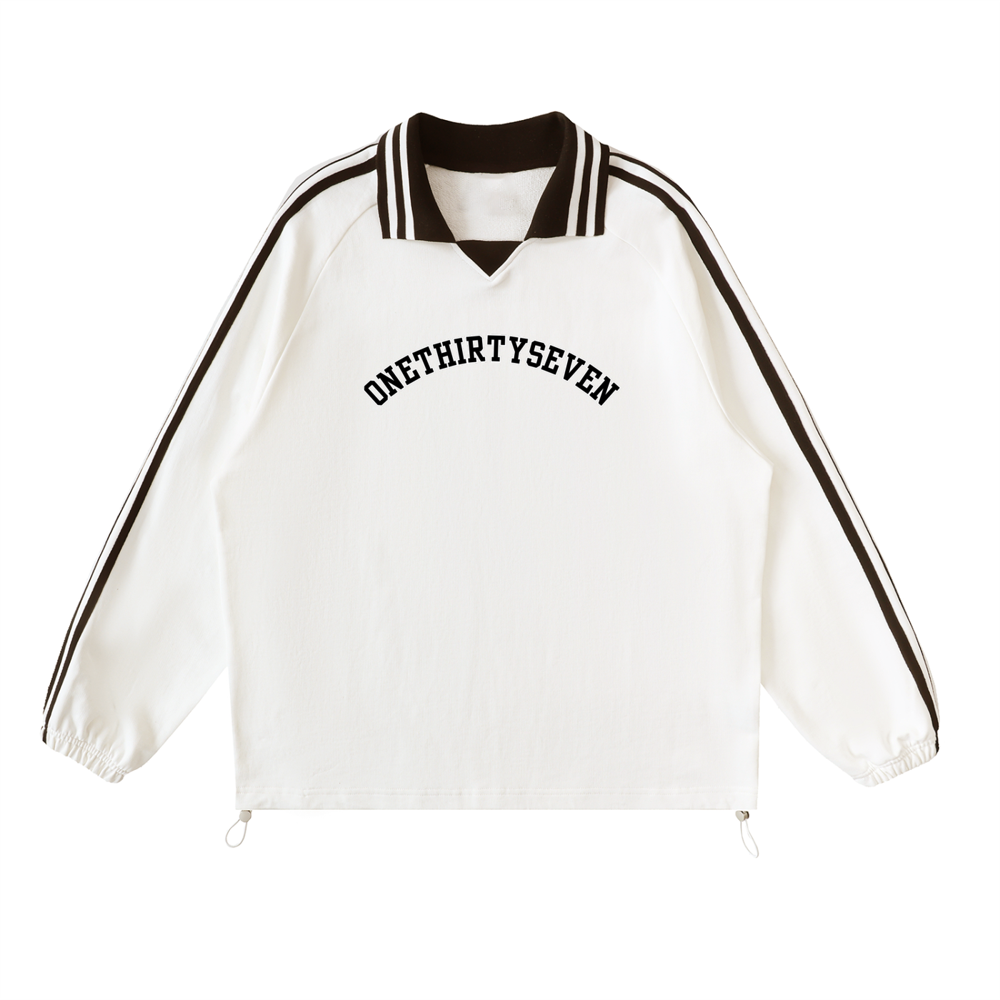 ONE37 Graduate Striped Lapel Collar Sweatshirt